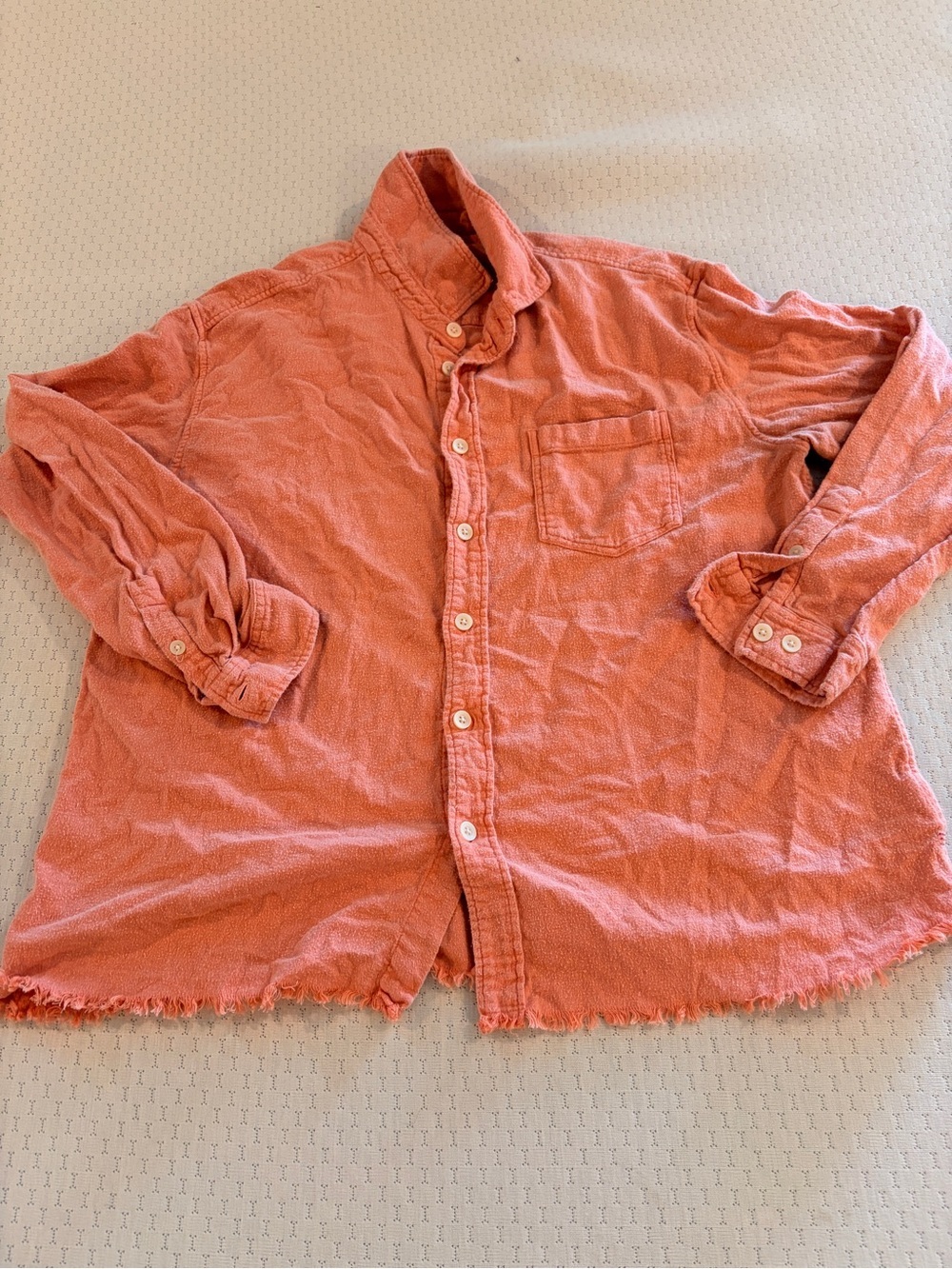 BDG Women’s Size Large Washed Distressed Coral Button-Up Shirt